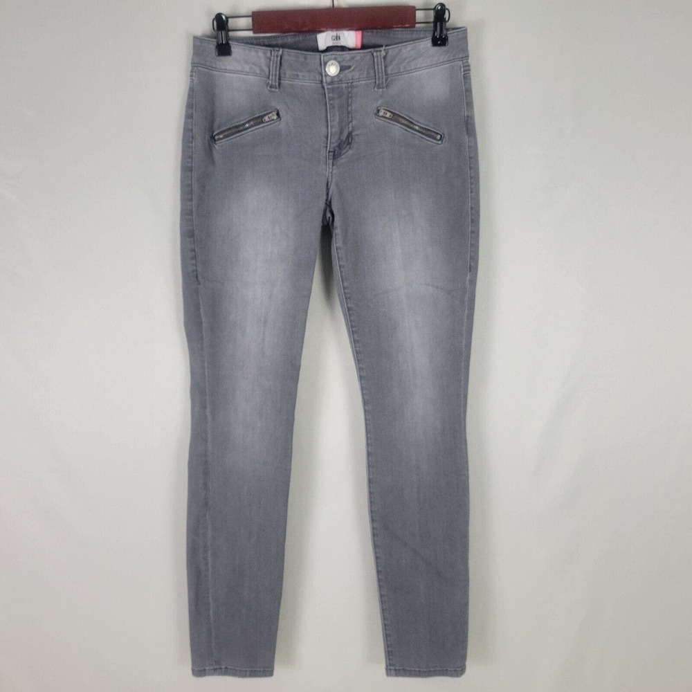 Cabi Jeans Womens 6 Gray Low Rise Denim‎ Skinny Leg Zip Pocket Charcoal Wash